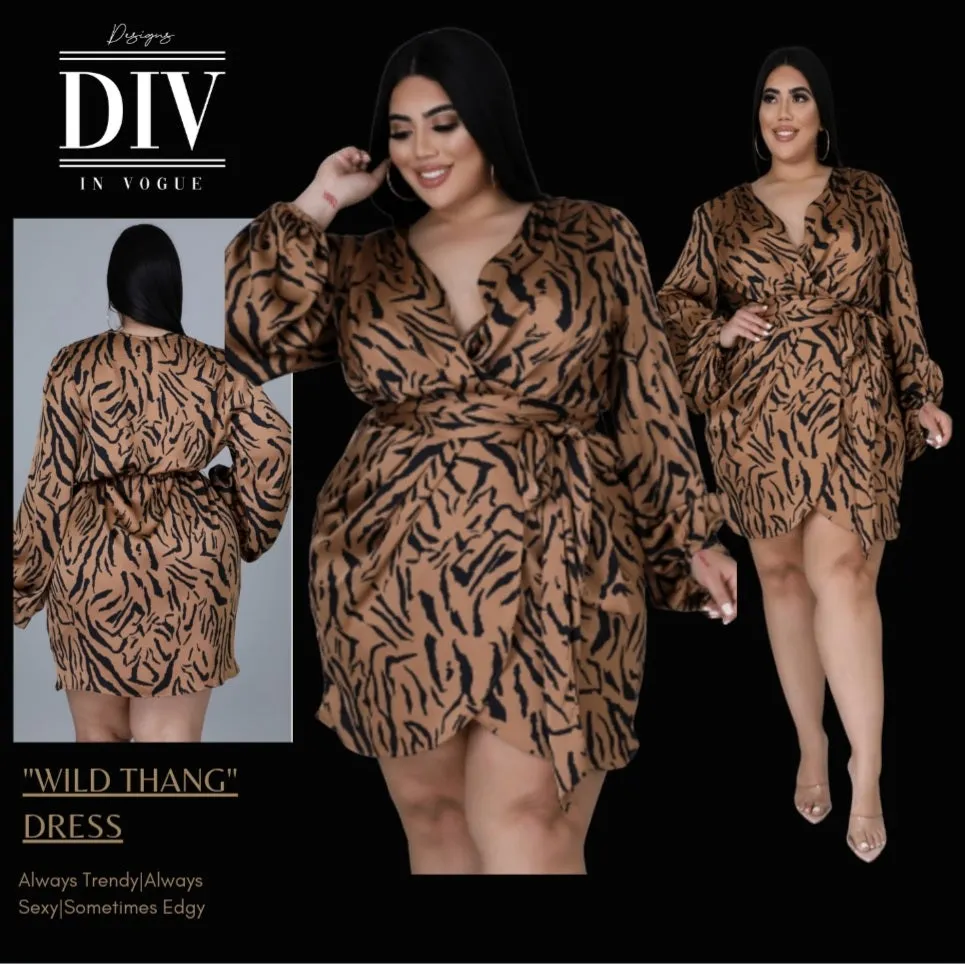 "WILD THANG" (PLUS SIZE) WRAP DRESS