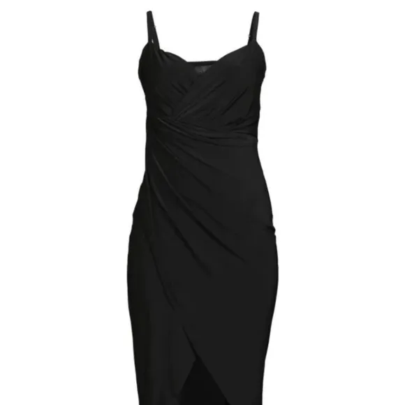 Rachel Roy XL black Tulip Hem Faux Wrap Dress sleeveless fits 14-16 NWT