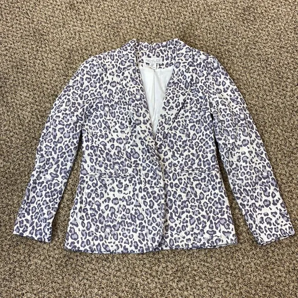 Rachel Zoe Leopard Print Linen Blend Blazer
