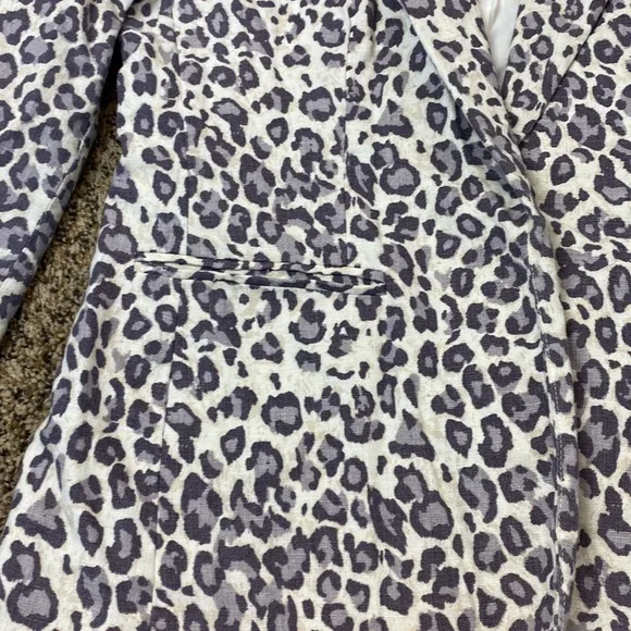 Rachel Zoe Leopard Print Linen Blend Blazer