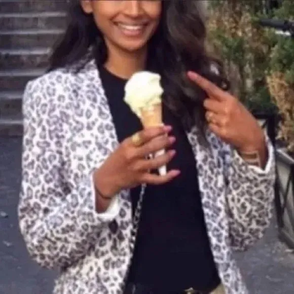 Rachel Zoe Leopard Print Linen Blend Blazer