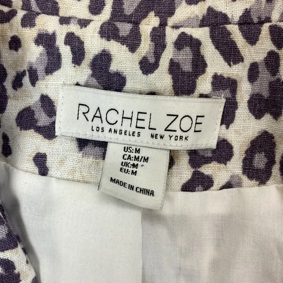 Rachel Zoe Leopard Print Linen Blend Blazer