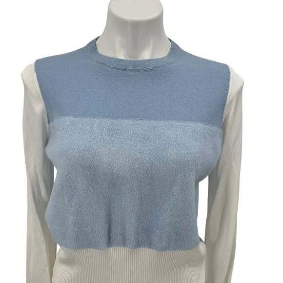 Rag &amp; Bone Marissa Colorblock Blue Merino Wool Sweater M Women's Classic Ribbed