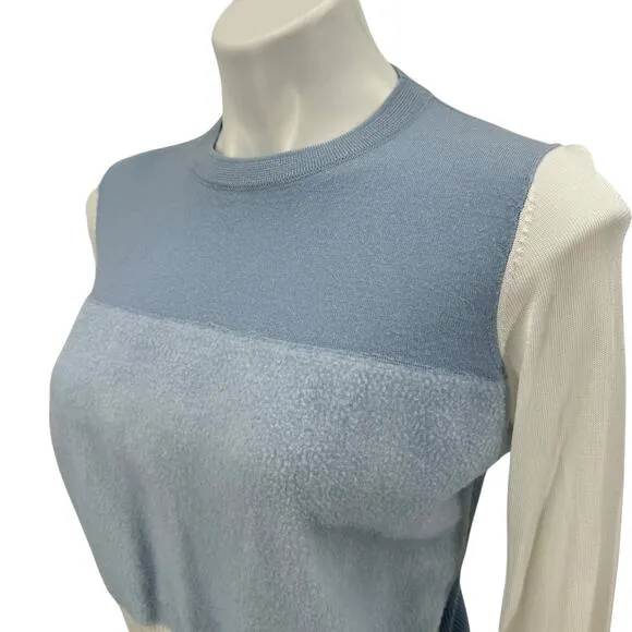 Rag &amp; Bone Marissa Colorblock Blue Merino Wool Sweater M Women's Classic Ribbed