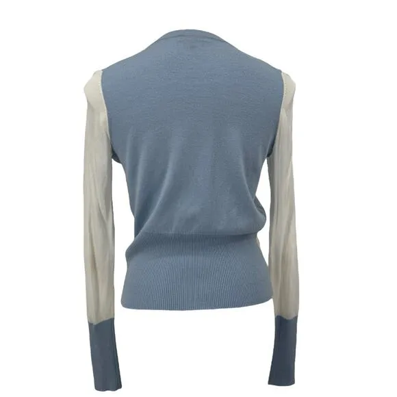 Rag &amp; Bone Marissa Colorblock Blue Merino Wool Sweater M Women's Classic Ribbed