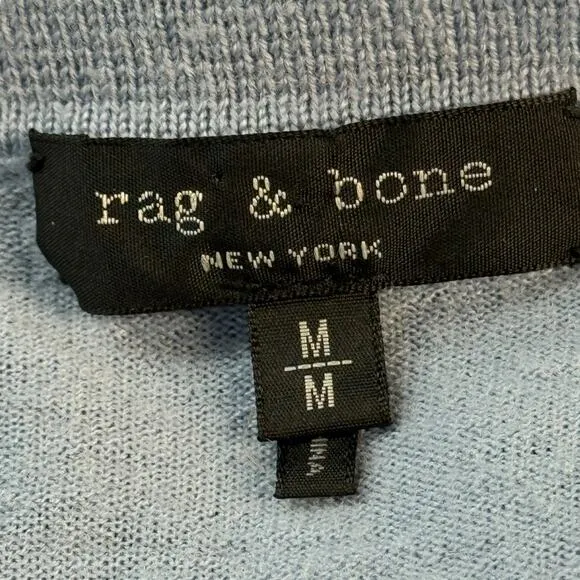 Rag &amp; Bone Marissa Colorblock Blue Merino Wool Sweater M Women's Classic Ribbed