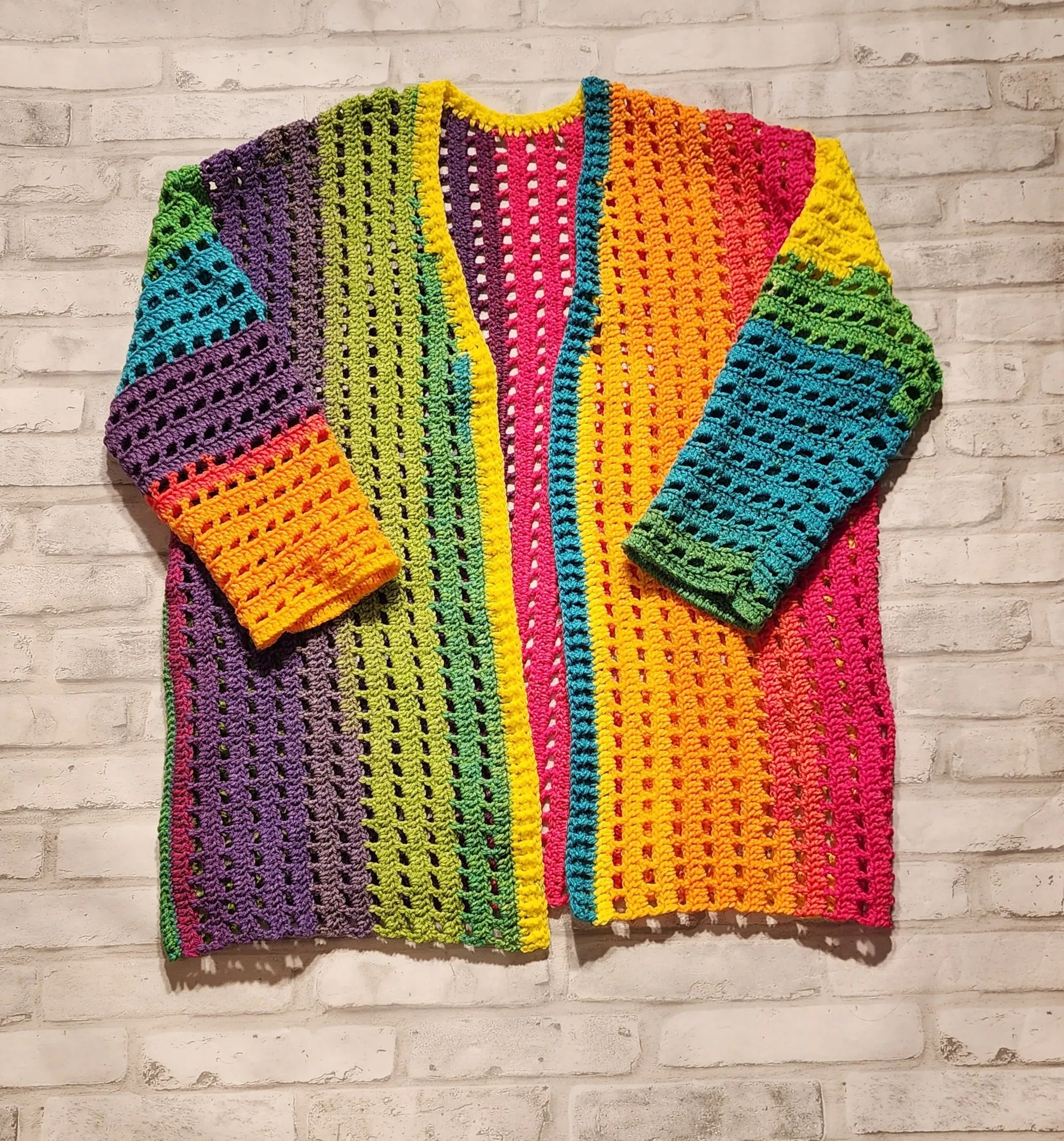 Rainbow Squares Cardigan Crochet Pattern