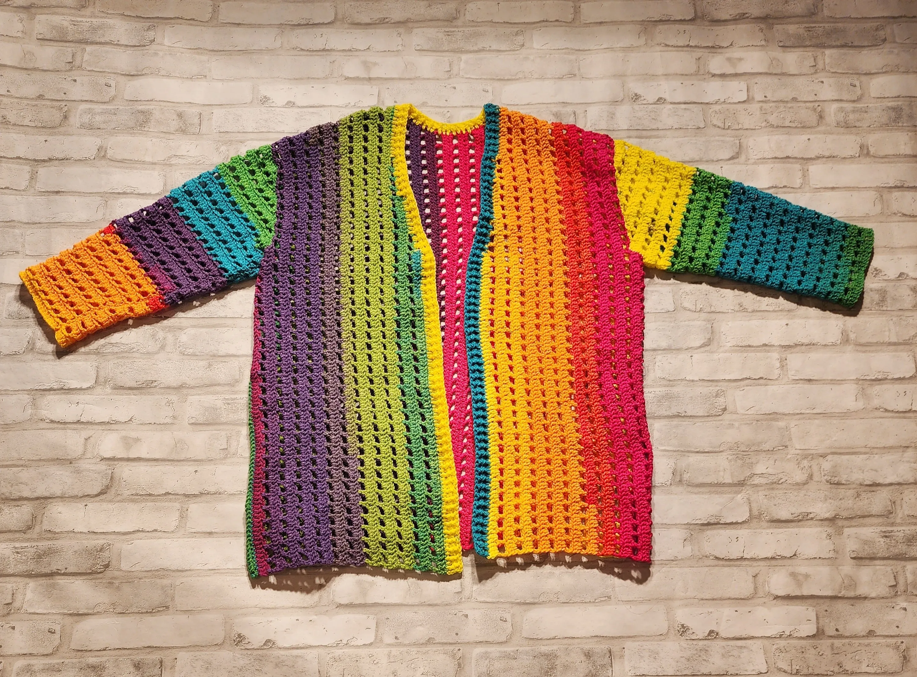 Rainbow Squares Cardigan Crochet Pattern