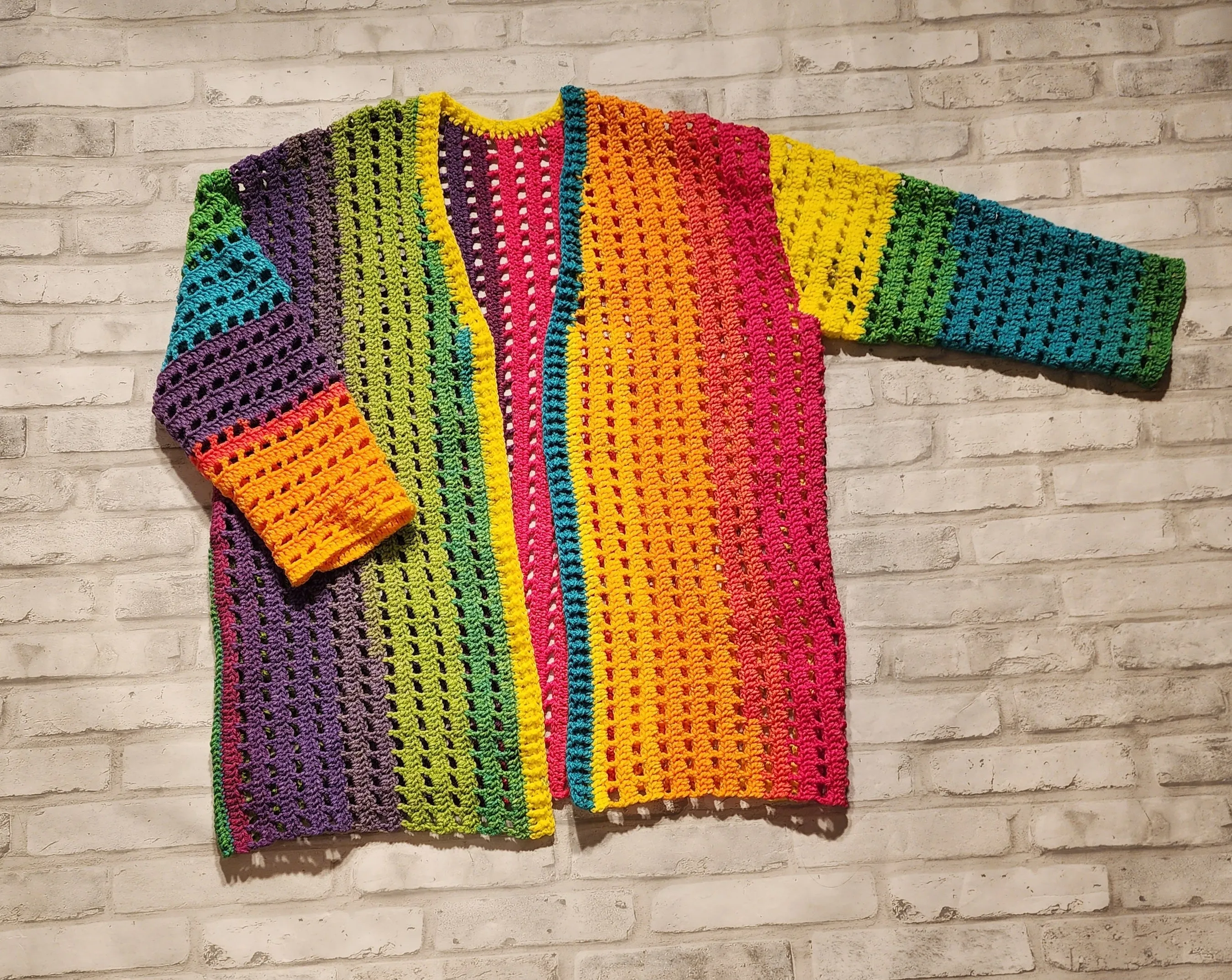 Rainbow Squares Cardigan Crochet Pattern