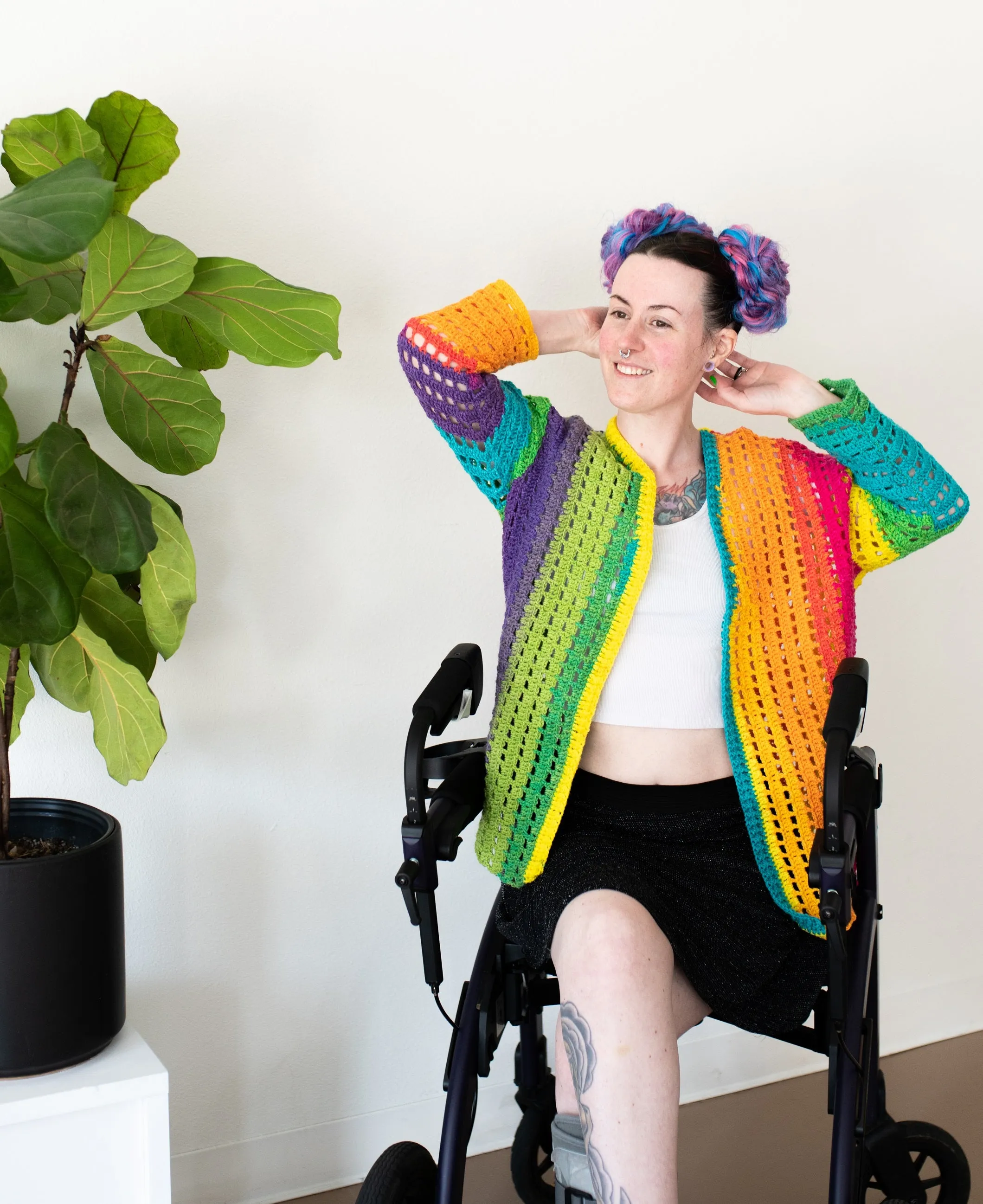 Rainbow Squares Cardigan Crochet Pattern