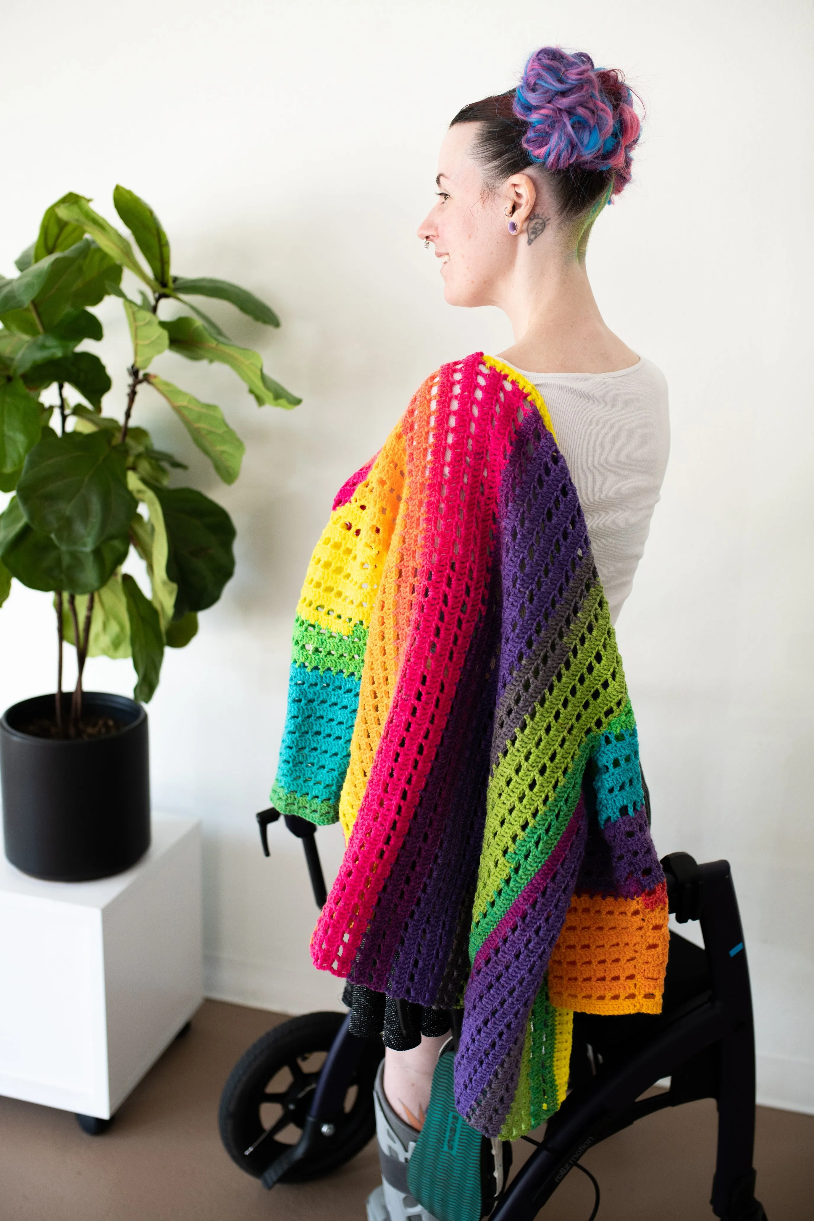 Rainbow Squares Cardigan Crochet Pattern