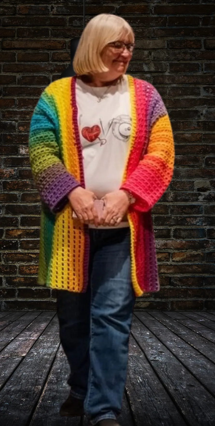 Rainbow Squares Cardigan Crochet Pattern