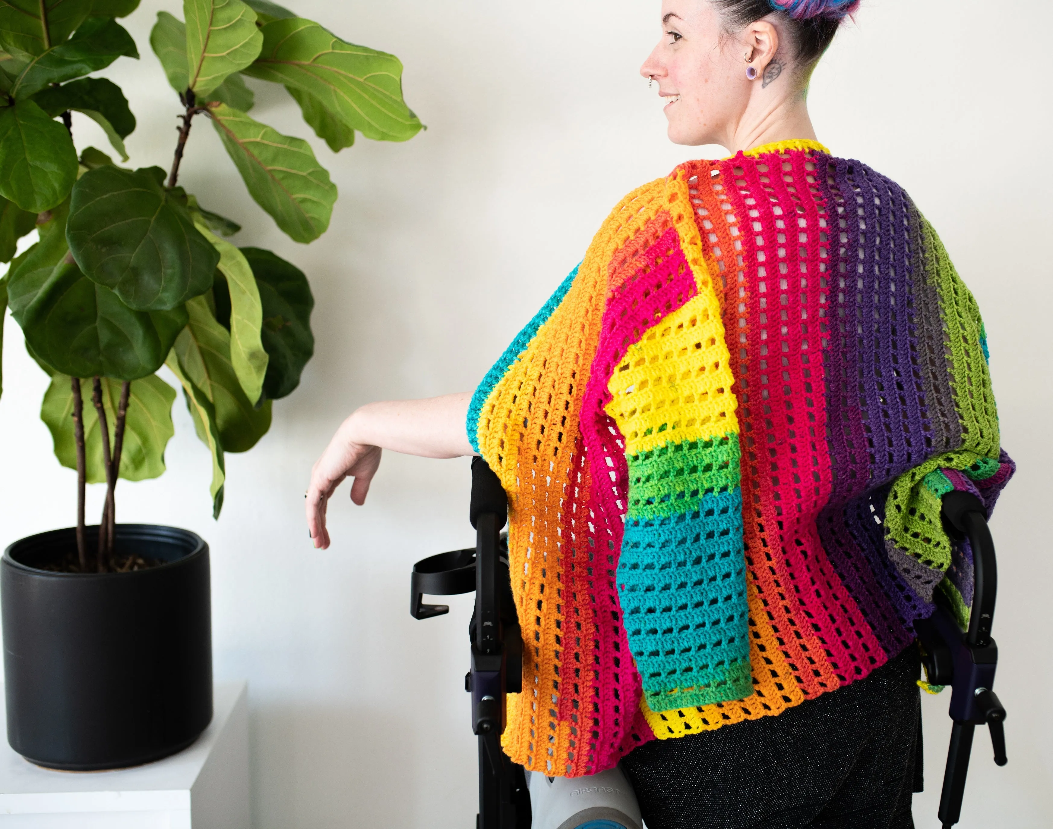 Rainbow Squares Cardigan Crochet Pattern