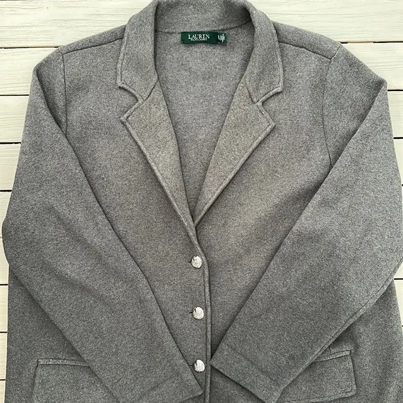 Ralph Lauren Knit Sweater Blazer Grey size 2X