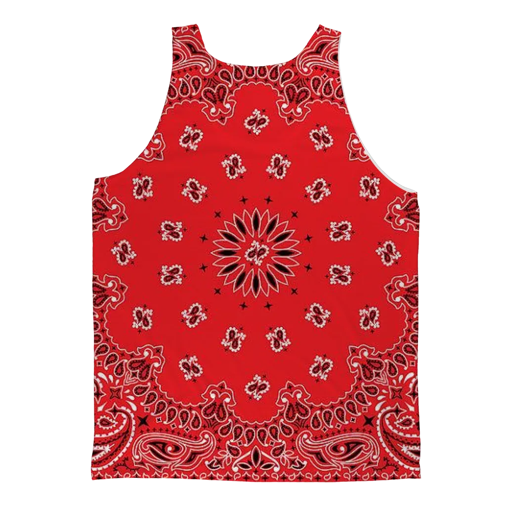 Red Bloods Bandana Black Bandana Adult Tank Top