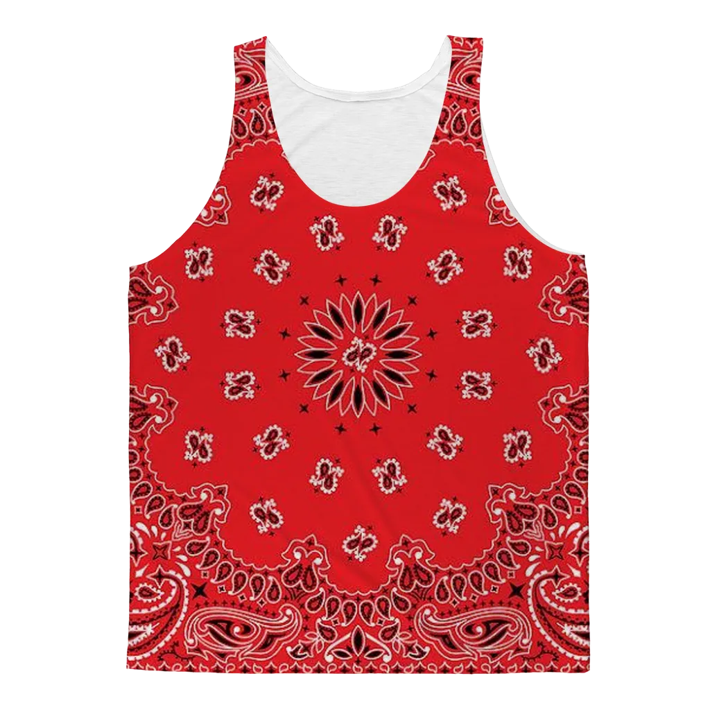 Red Bloods Bandana Black Bandana Adult Tank Top