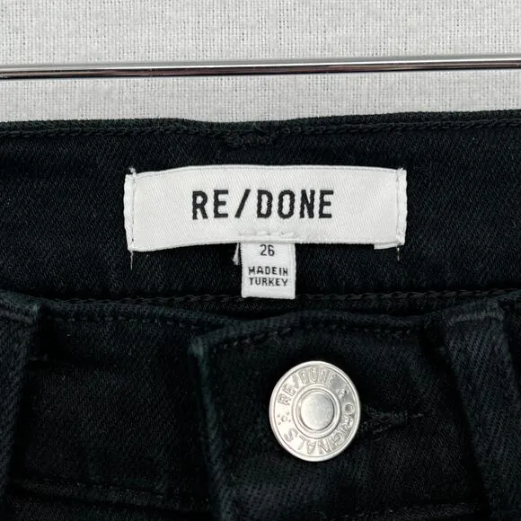 RE/DONE 90s High Rise Cropped Bermuda Shorts Womens 26 Black Altered Clam Digger