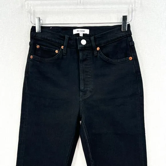 RE/DONE 90s High Rise Cropped Bermuda Shorts Womens 26 Black Altered Clam Digger