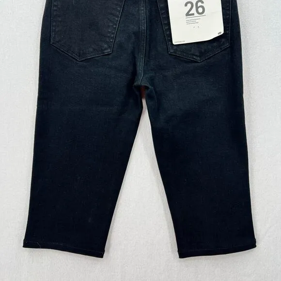 RE/DONE 90s High Rise Cropped Bermuda Shorts Womens 26 Black Altered Clam Digger
