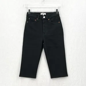 RE/DONE 90s High Rise Cropped Bermuda Shorts Womens 26 Black Altered Clam Digger