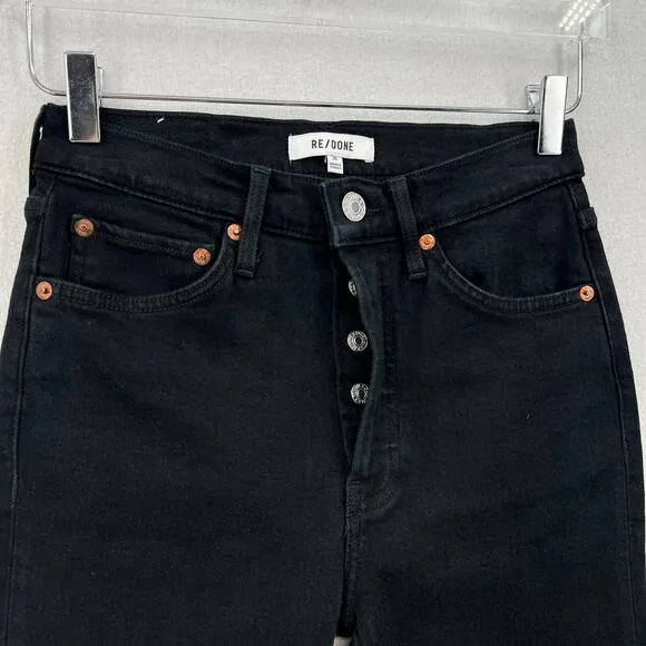 RE/DONE 90s High Rise Cropped Bermuda Shorts Womens 26 Black Altered Clam Digger