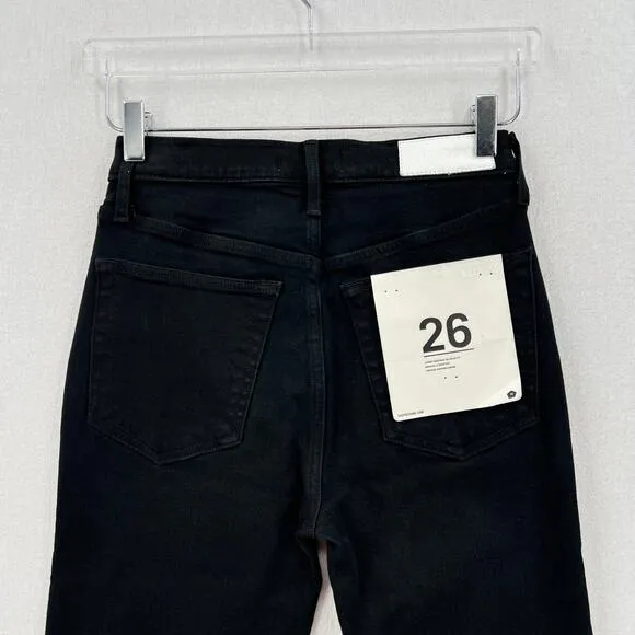 RE/DONE 90s High Rise Cropped Bermuda Shorts Womens 26 Black Altered Clam Digger