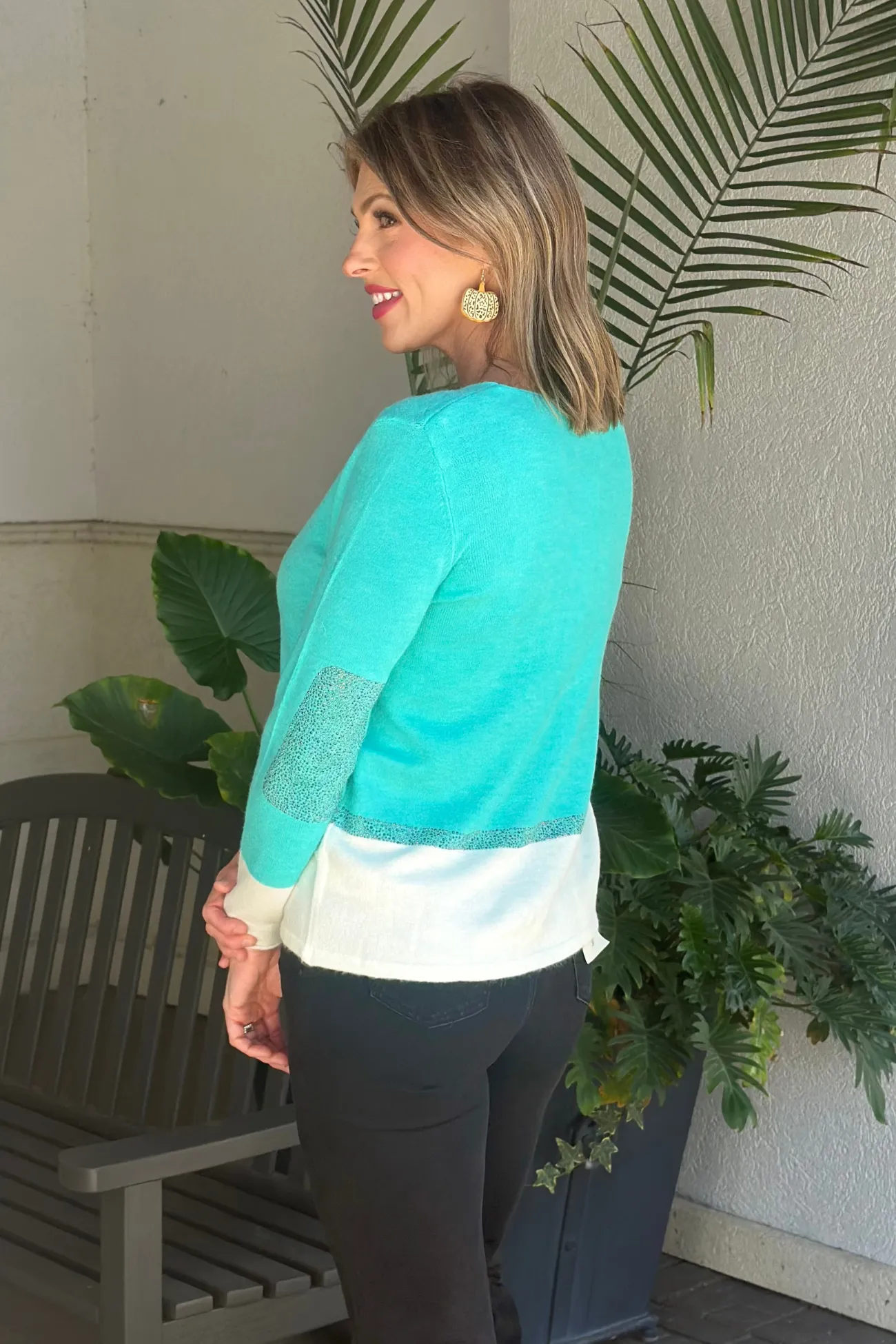 Renuar Peacock Combo Knit Sweater
