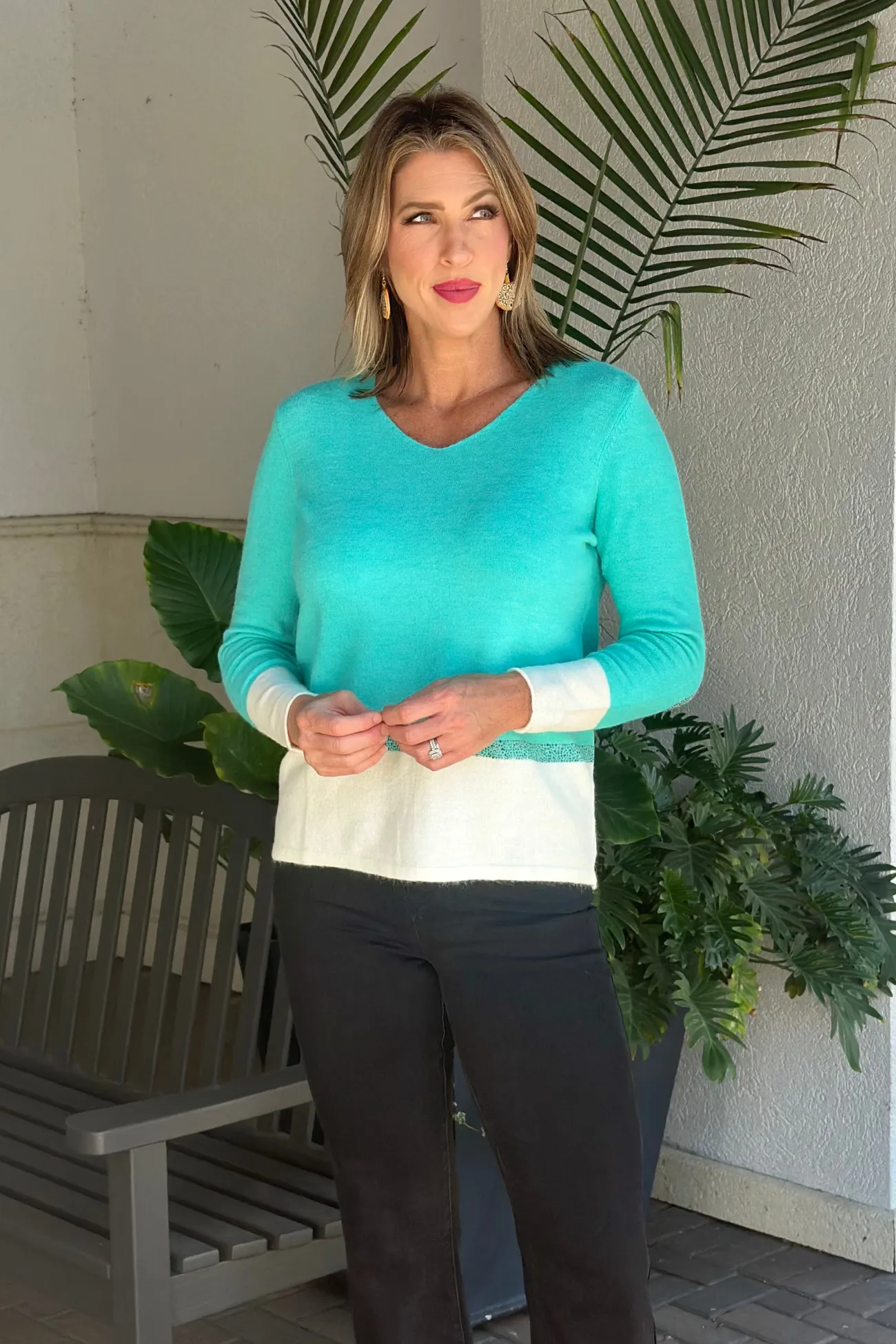 Renuar Peacock Combo Knit Sweater
