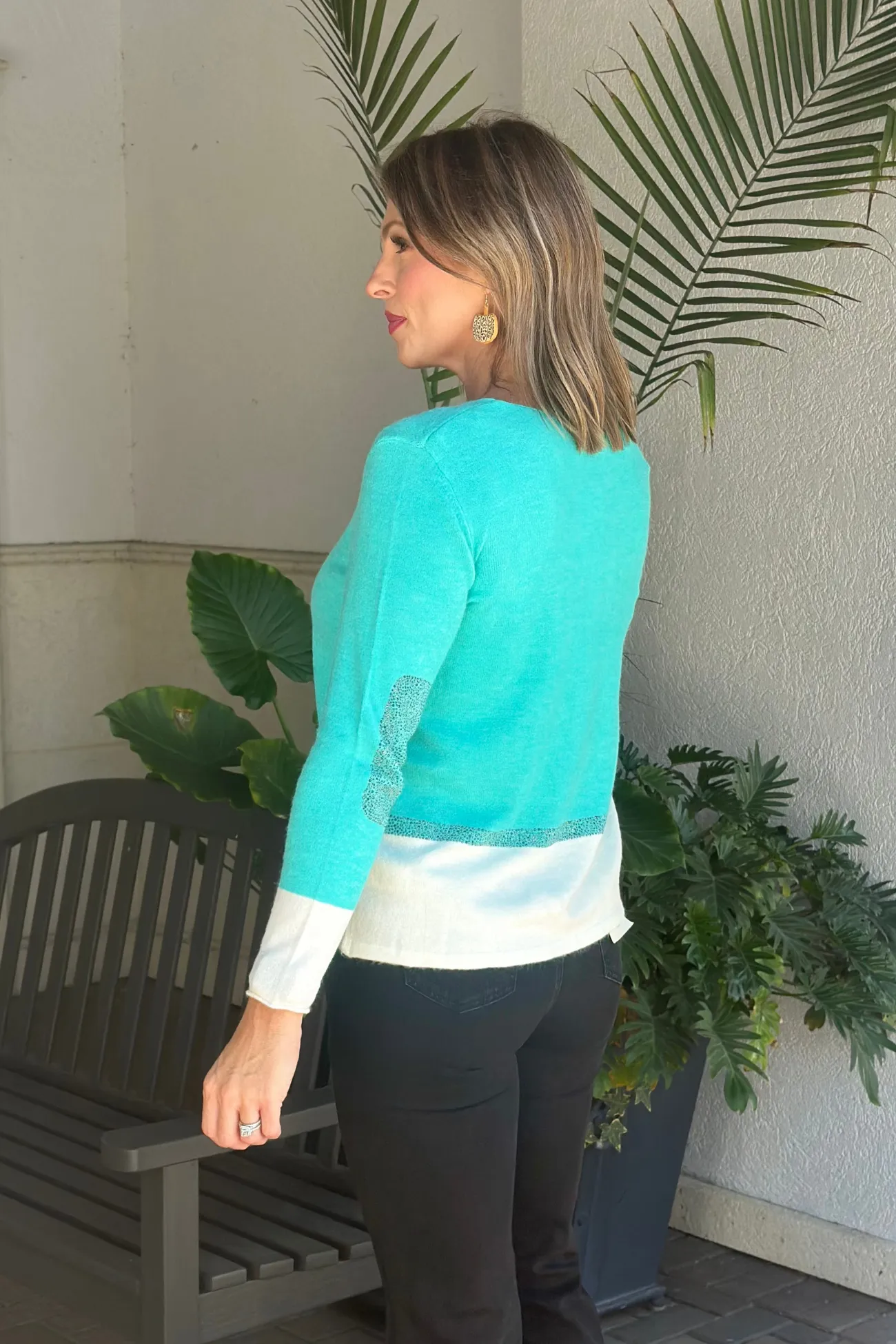 Renuar Peacock Combo Knit Sweater