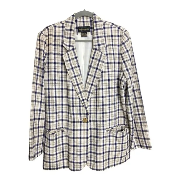 Requirements plaid linen blazer size 16
