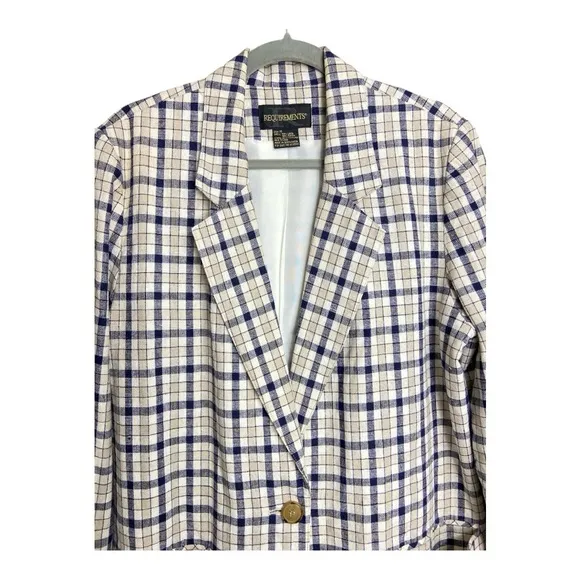 Requirements plaid linen blazer size 16