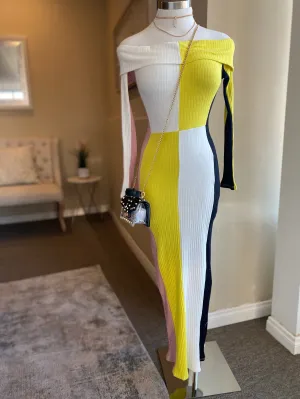 Ribbed O/S Color Block Dress