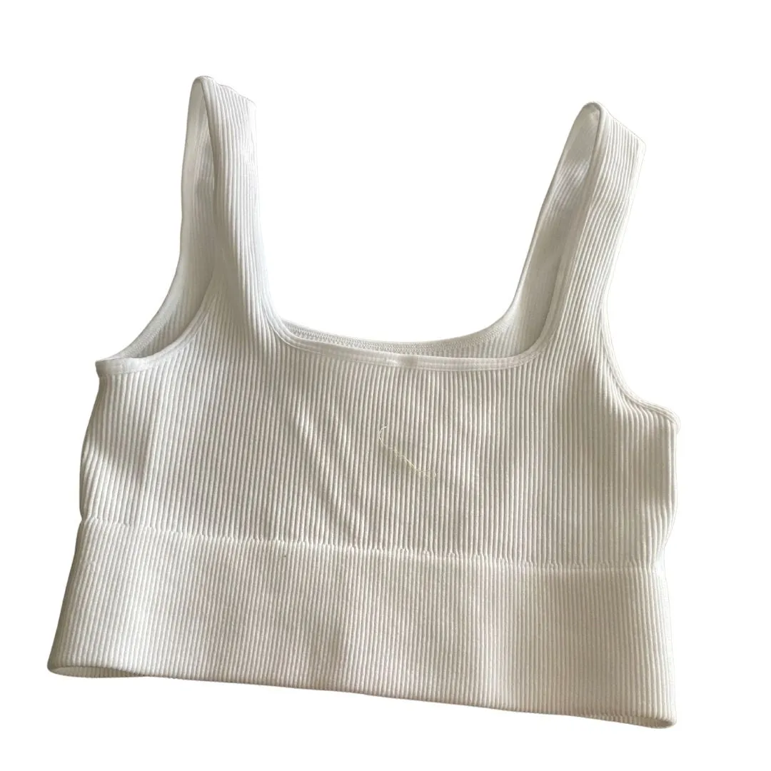 Ribbed  Square Neck Cropped Tank Top