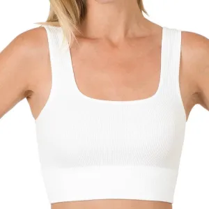 Ribbed  Square Neck Cropped Tank Top