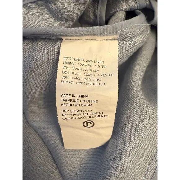 Rosetta Getty Women's Double Breasted Blazer Light Blue Size 0 Linen