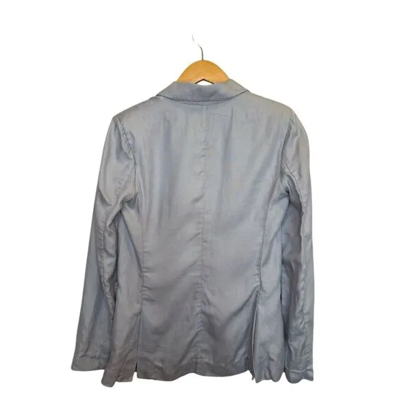 Rosetta Getty Women's Double Breasted Blazer Light Blue Size 0 Linen