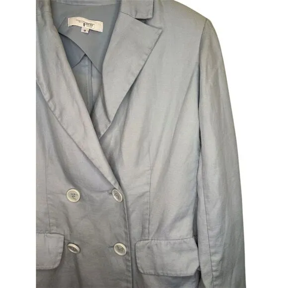 Rosetta Getty Women's Double Breasted Blazer Light Blue Size 0 Linen