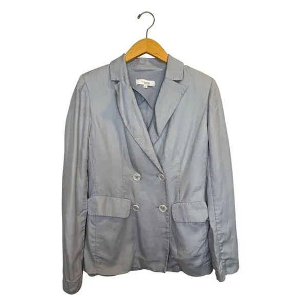 Rosetta Getty Women's Double Breasted Blazer Light Blue Size 0 Linen