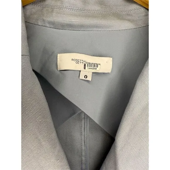 Rosetta Getty Women's Double Breasted Blazer Light Blue Size 0 Linen