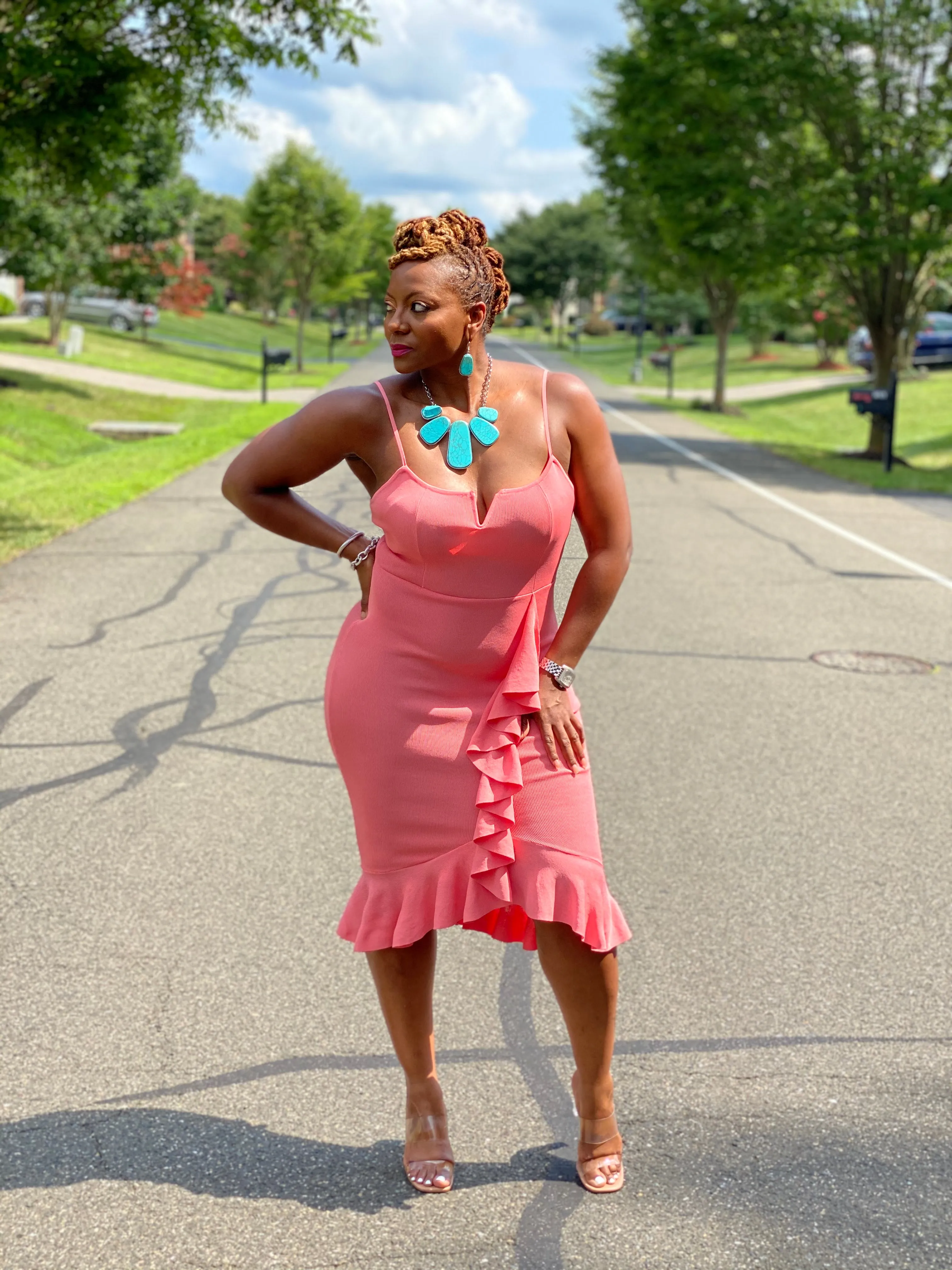 Ruffled Down Dress