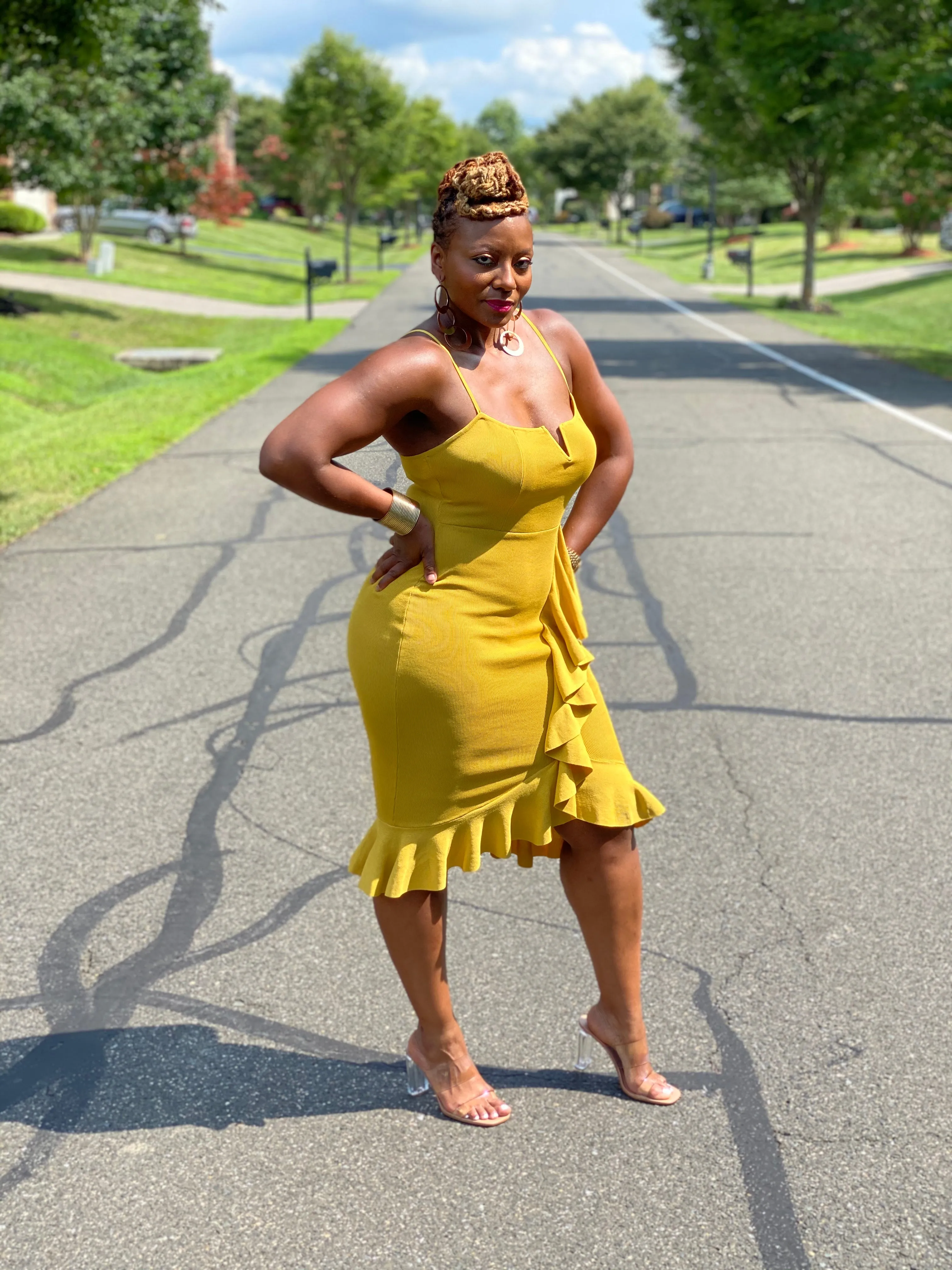 Ruffled Down Dress