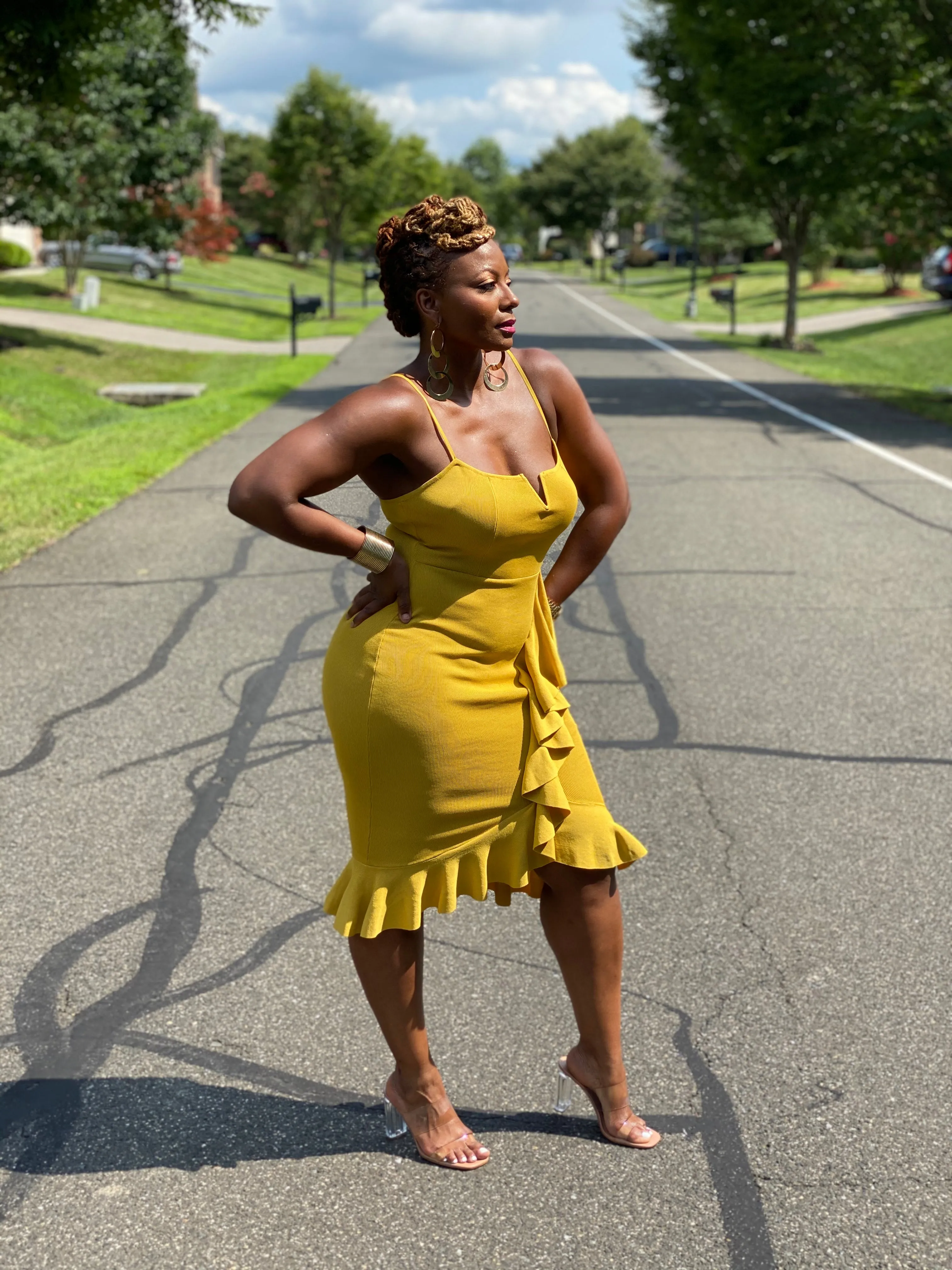 Ruffled Down Dress
