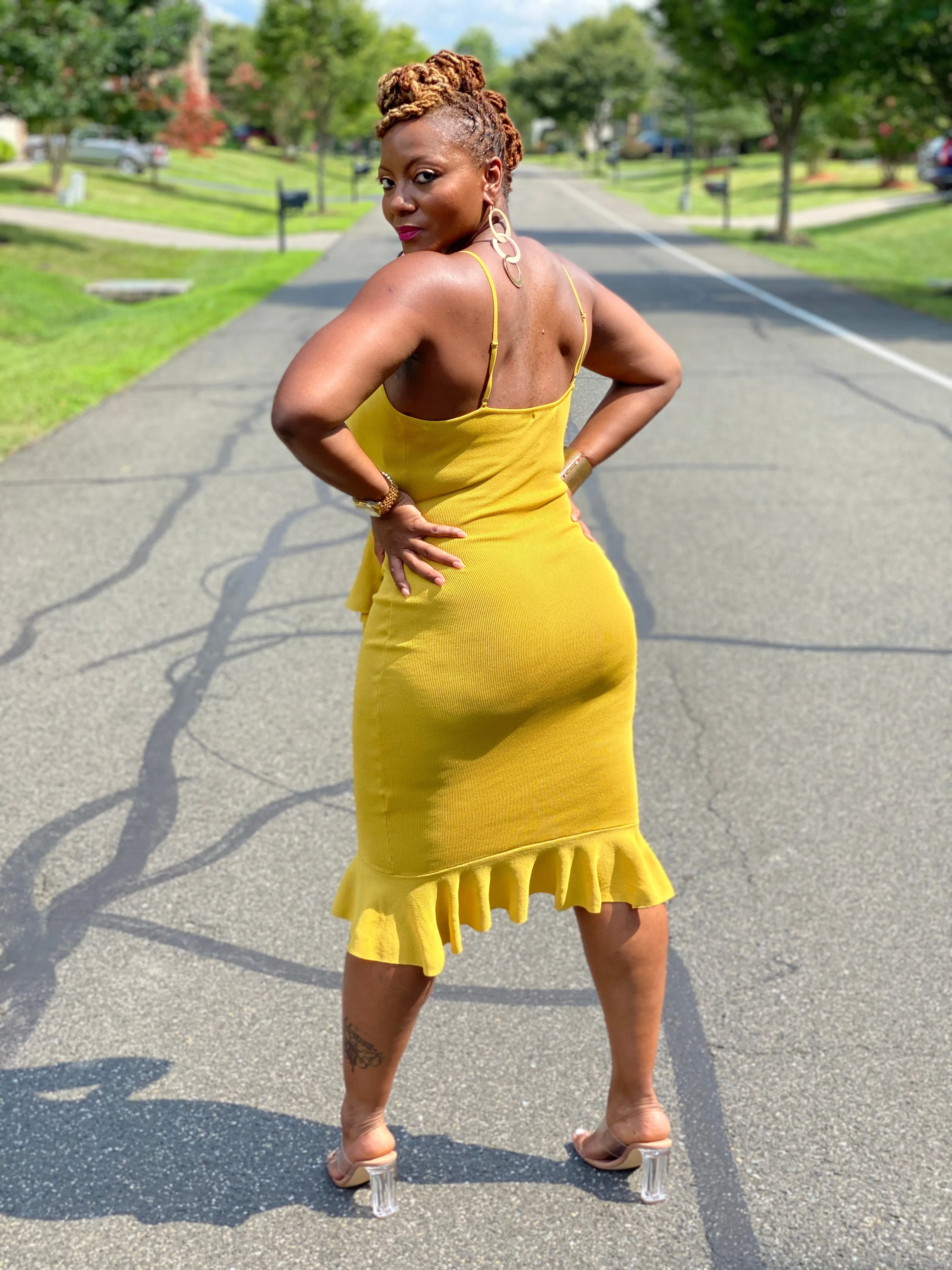Ruffled Down Dress