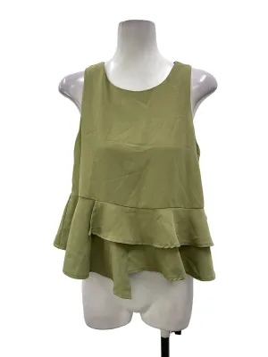 Sage Green Sleeveless Peplum Top