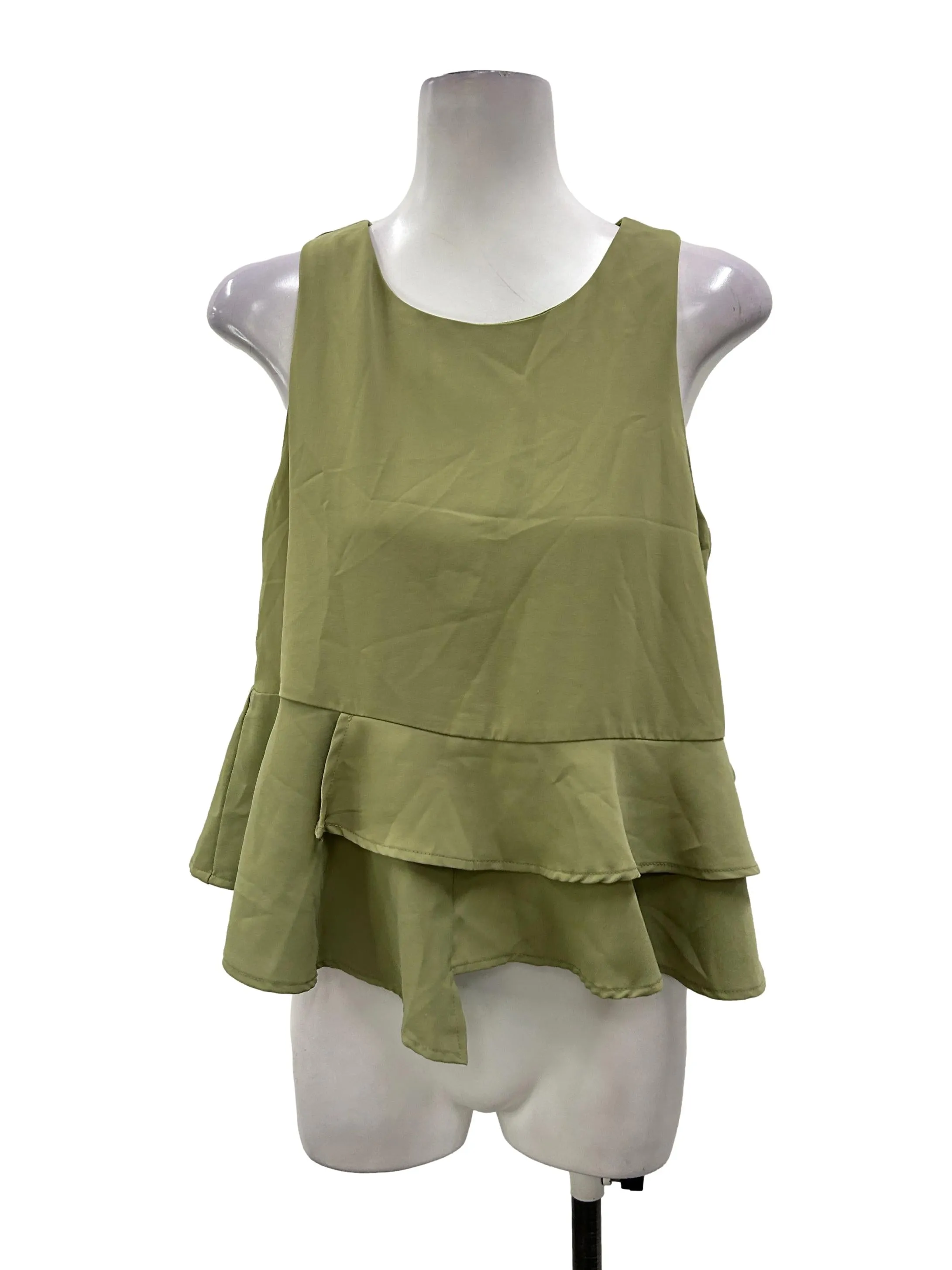 Sage Green Sleeveless Peplum Top