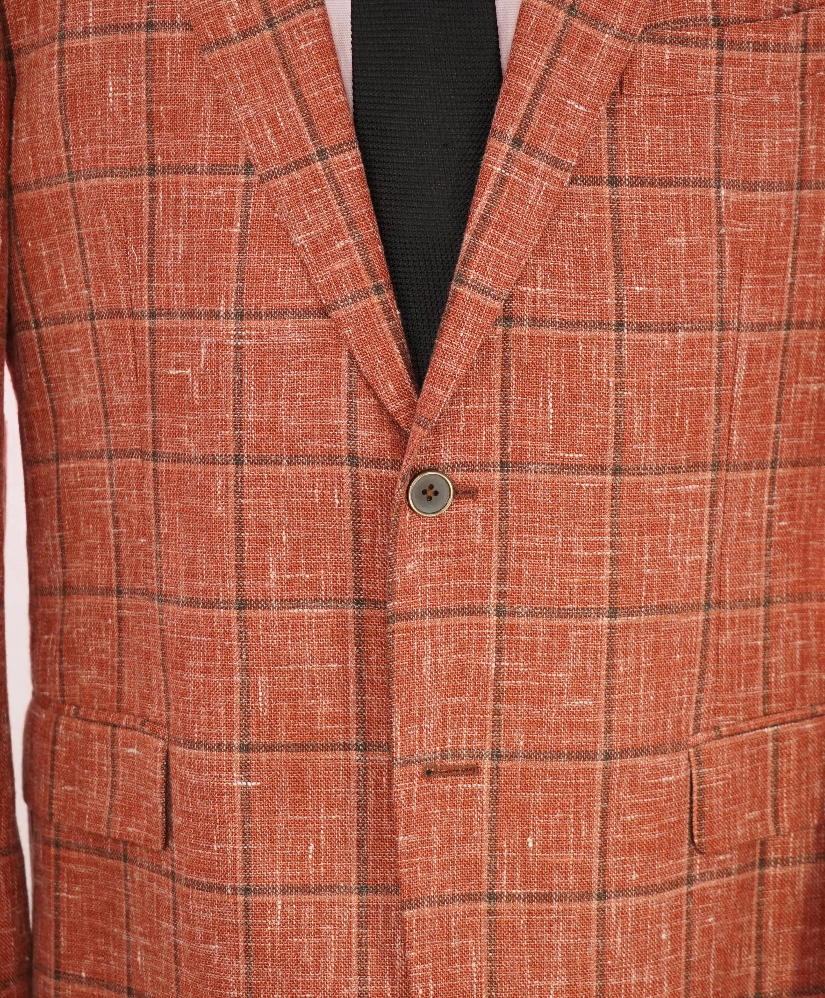 SAKS FIFTH AVENUE /  FRATELLI TALLIA DI DELFINO - Wool/Silk/Linen Orange Blazer- 46R