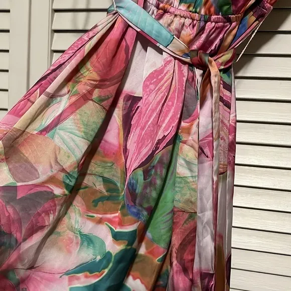 Sam Edelman Colorburst Leaf Print Faux Wrap Dress - Size 10