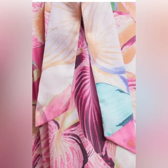 Sam Edelman Colorburst Leaf Print Faux Wrap Dress - Size 10