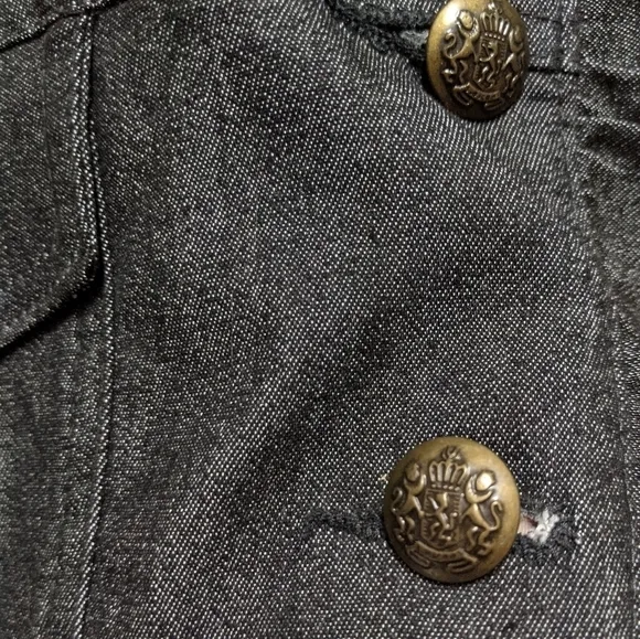 Sandro denim jacket blazer ruffle trim