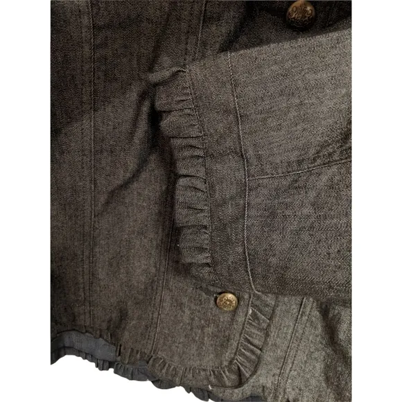 Sandro denim jacket blazer ruffle trim